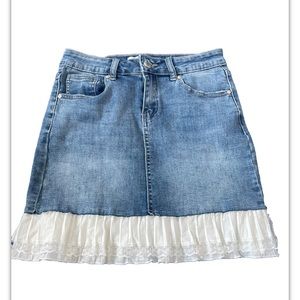 Women denim skirt with white ruffle size S